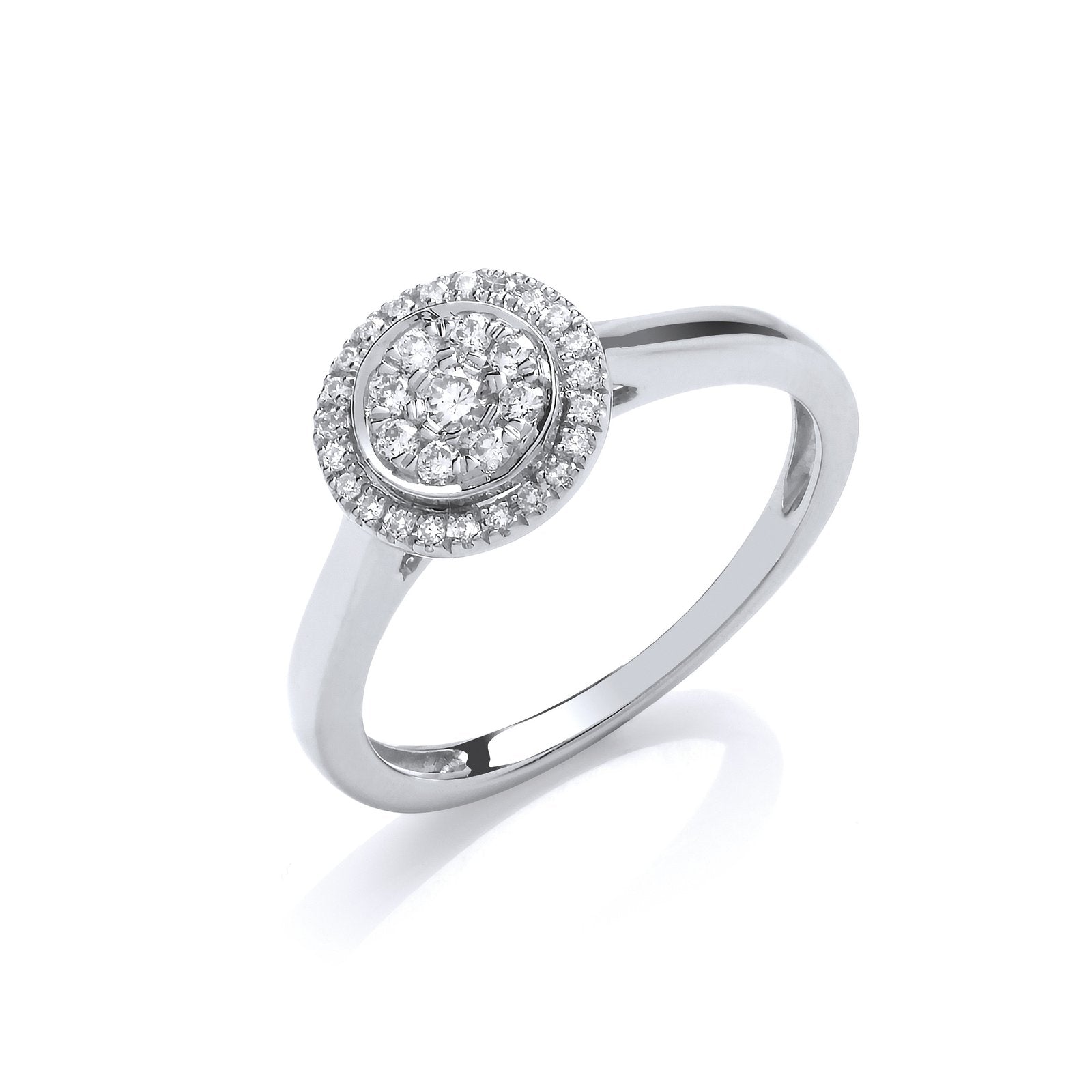 9ct White Gold Round Pave 0.25ct Diamond Ring - Fine Ring - Certified Authentic - Swiss Made – Luxury Jewellery by Imp